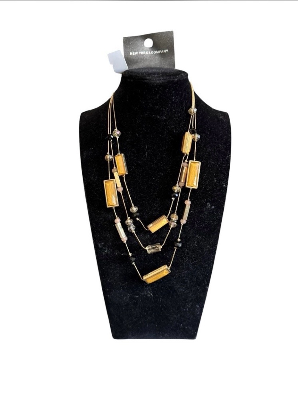 New York & Company Gold Layered Beaded Necklace